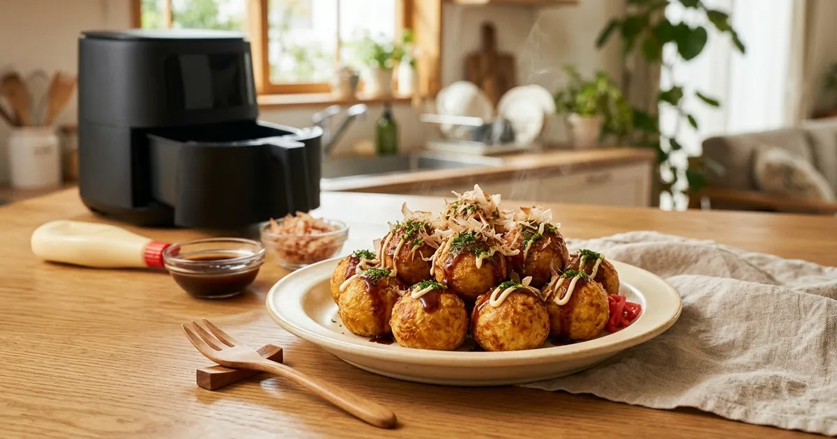 ノンフライヤーで冷凍たこ焼きは何分？200℃8〜10分で外カリ中トロ｜温め直しのコツも【2026年版】